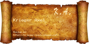 Krieger Axel névjegykártya